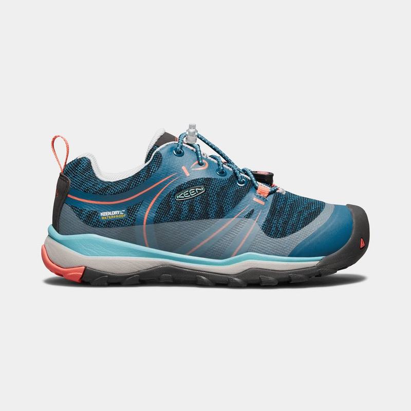 Keen Terradora Waterproof Low Kids Hiking Shoes Blue/Coral Online Sale (5974-NSODE)